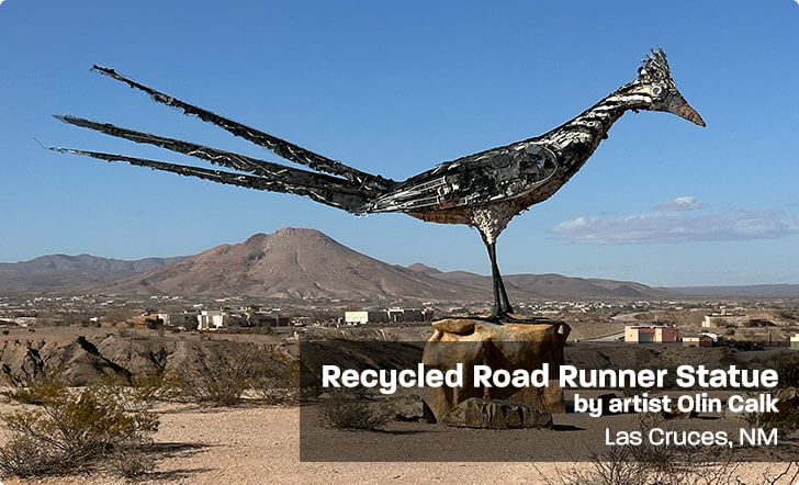 Recycled Road Runner Statue in Las Cruces, NM